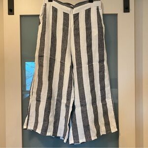 Catherine Malandrino Black and White Striped Linen Pants